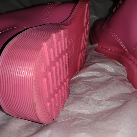 Dr. Martens PINK Leather Combat Boots - Picture 6 of 8